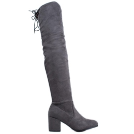 SHELOVET Bequeme Stiefel mit hohen Absätzen grau