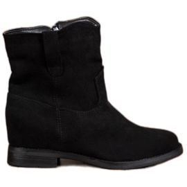 Ideal Shoes Warme Cowboystiefel auf einem Keil schwarz