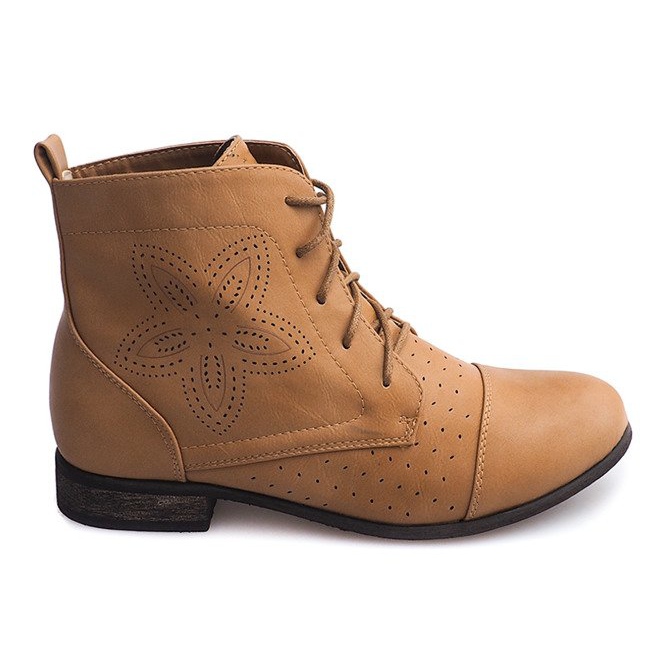 Schnürstiefel mit Lochmuster 248 Camel braun