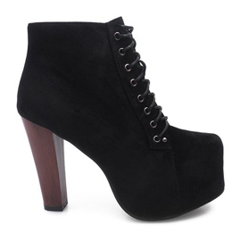 Wildleder feste Stiefel mit Absatz B753 Schwarz
