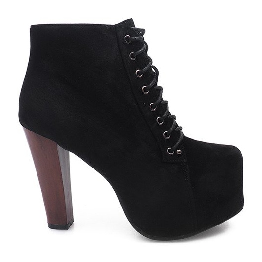 Wildleder feste Stiefel mit Absatz B753 Schwarz