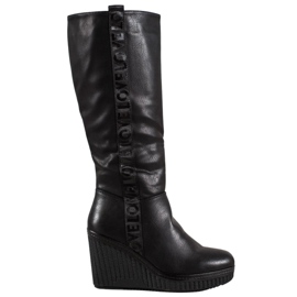 Goodin Keilstiefel Liebe schwarz