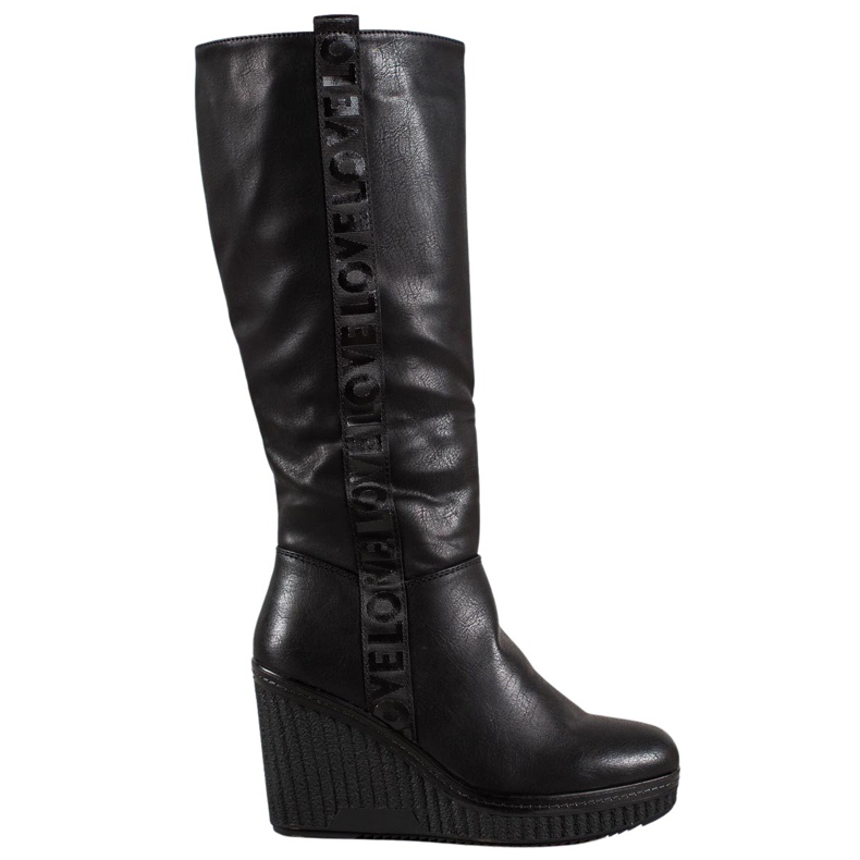 Goodin Keilstiefel Liebe schwarz