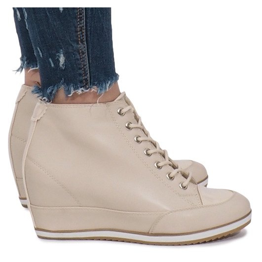 Beige Keilsneaker mit Capucine-Reißverschluss