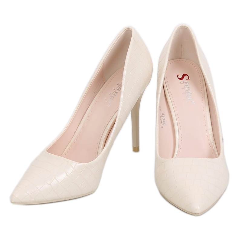 Damen High Heels Schlangenhaut beige GG-81P Beige