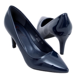 Marineblau lackierte Damen High Heels LL-185P Blau