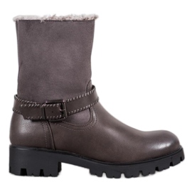 Nio Nio Graue Stiefeletten mit Fell