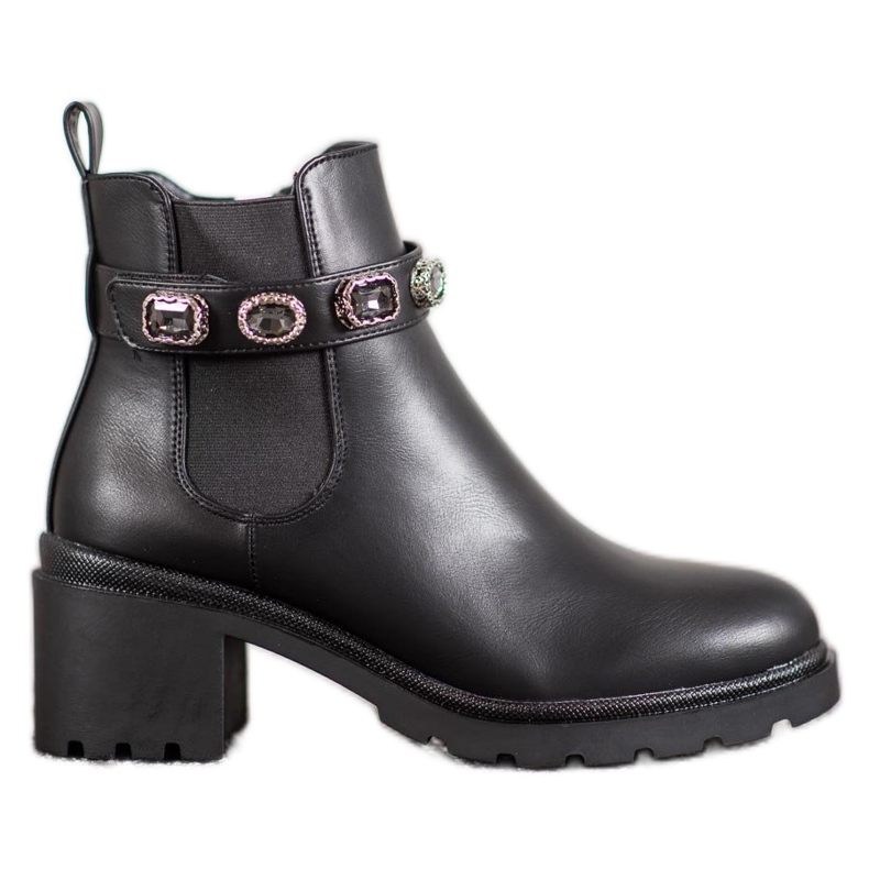 Forever Folie Chelsea-Boots mit Ziergürtel schwarz