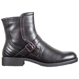 J. Star Stiefel mit flachem Absatz schwarz