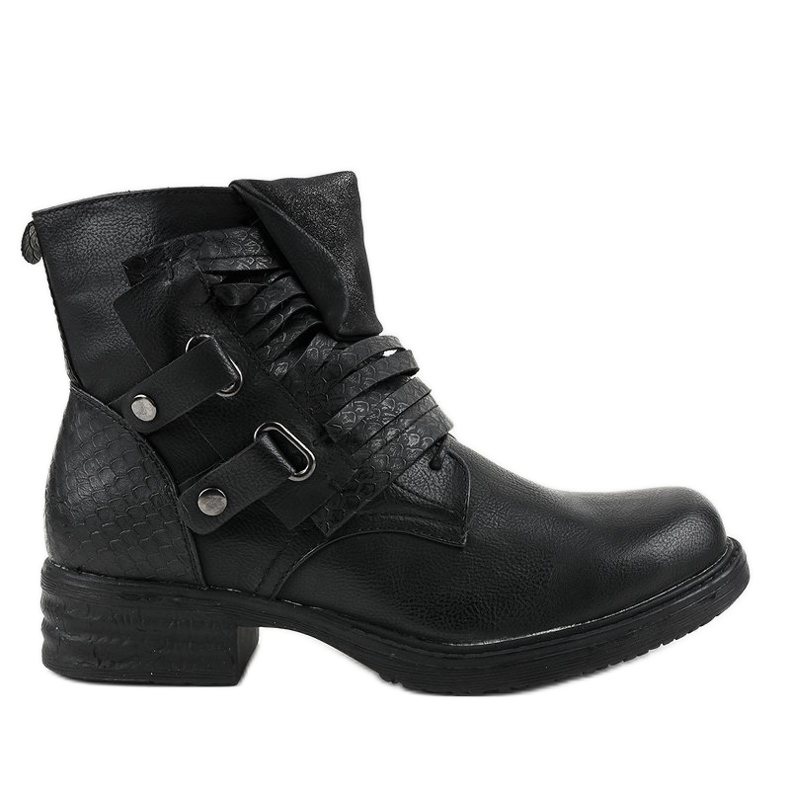 Schwarze flache isolierte Stiefel FM563