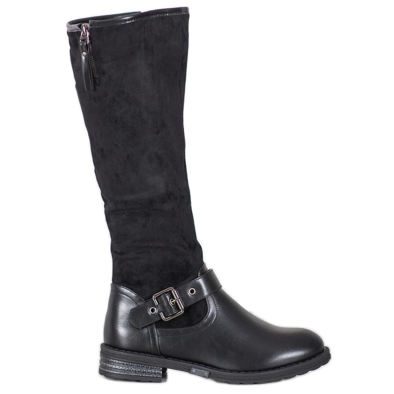 SHELOVET Reitstiefel mit Schnalle schwarz