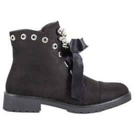 Bella Paris Stiefel mit dekorativer Schleife schwarz