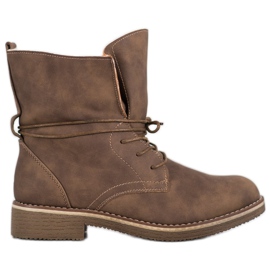 SDS Gebundene Stiefeletten mit aufgerolltem Schaft braun