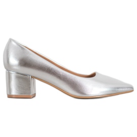 Ideal Shoes Stilvolle silberne Pumps grau