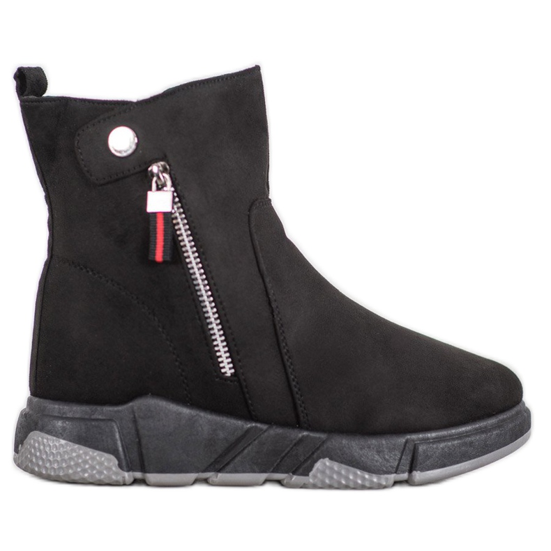 SHELOVET Modische Wildlederstiefel schwarz