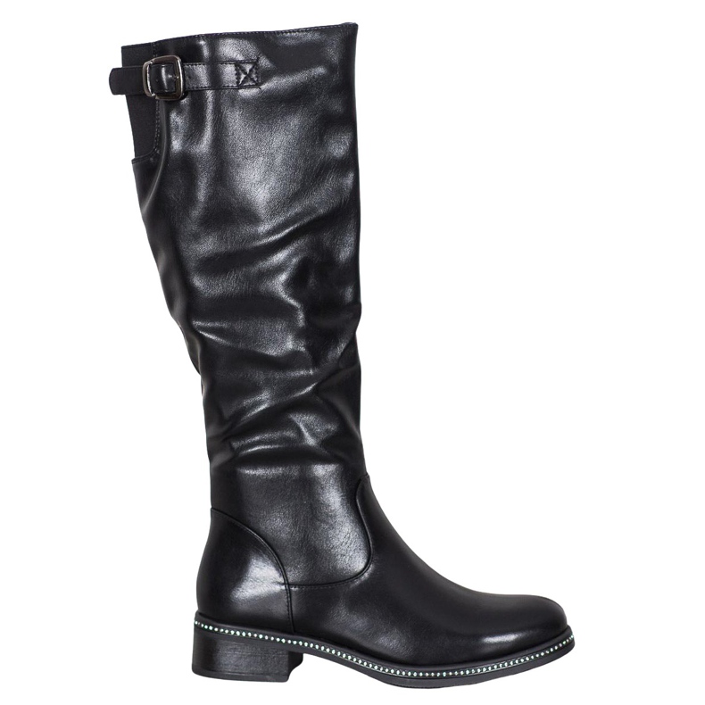Abloom Hohe Stiefel mit Zirkonia schwarz