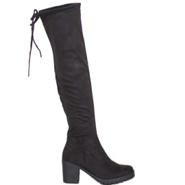 SHELOVET Plateaustiefel aus Wildleder schwarz