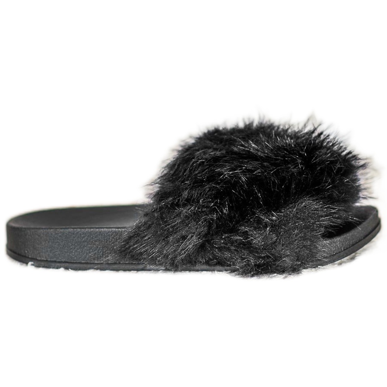 SHELOVET Bequeme Pelzpantoffeln schwarz