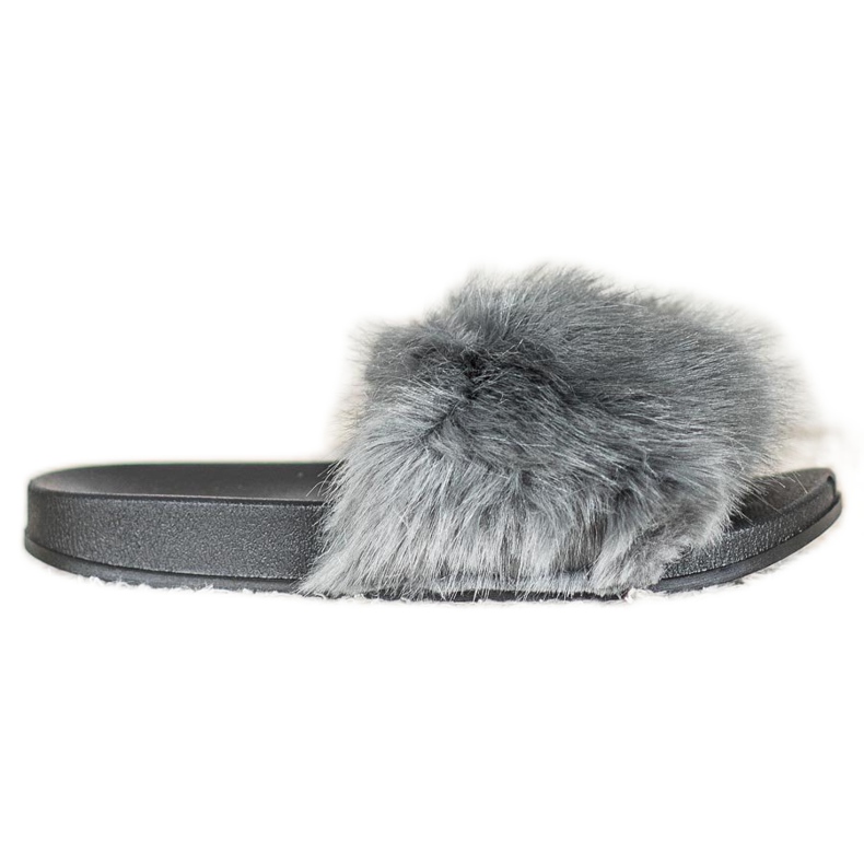 SHELOVET Bequeme Pelzpantoffeln grau