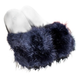 SHELOVET Bequeme Pelzpantoffeln blau