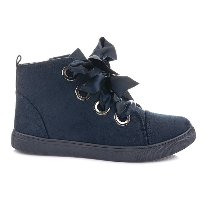 Wildleder Stiefeletten Bows TL0147 Navy Blue schwarz