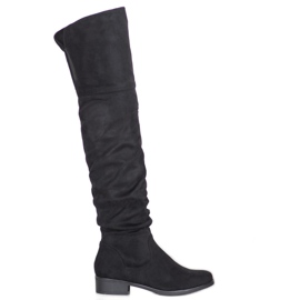 SDS Overknee-Stiefel aus Wildleder schwarz