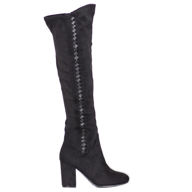 SDS Stiefel mit hohen Absätzen aus Wildleder schwarz