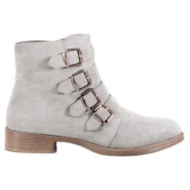 Sergio Leone Wildlederstiefeletten mit Schnallen grau