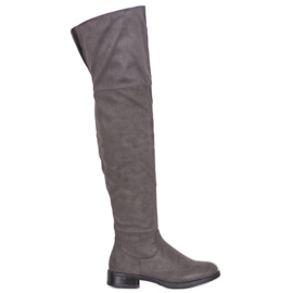 SHELOVET Stylische Overknee-Stiefel grau