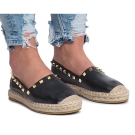 Schwarze Espadrilles mit Montana-Nieten