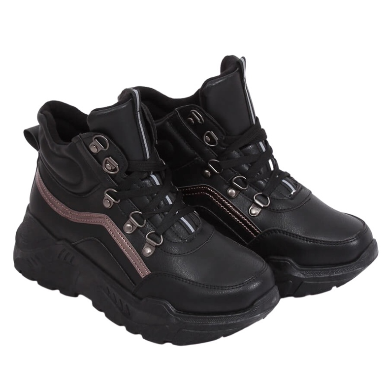 Schwarze Sportschuhe mit hohem Knöchel B0012-SP Schwarz