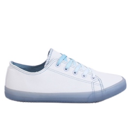 Damen ombre weiße und blaue Turnschuhe E3508 Blau