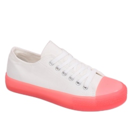 Sneakers mit bunter Sohle, weiß und rosa FG-2948 Pink