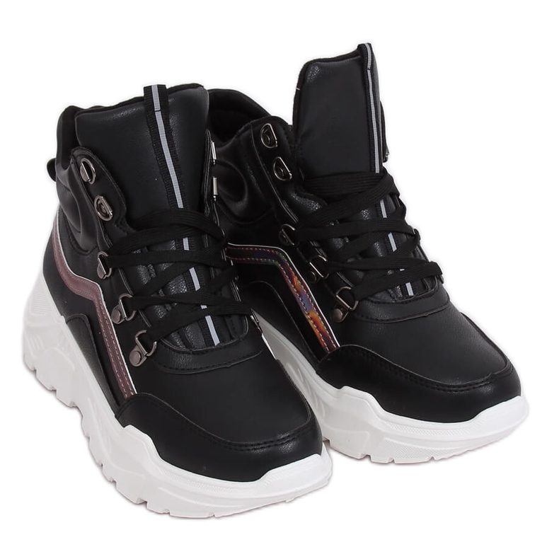 Schwarze Sportschuhe mit hohem Knöchel RB-3348 Black