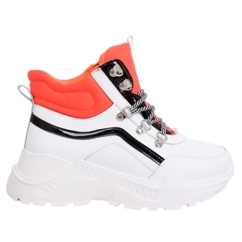 Orange und weiße Sportschuhe mit hohem Knöchel RB-3348 WEISS / ORANGE