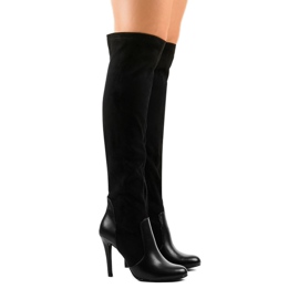 Wildlederstiefel für Damen mit Absatz 8020 schwarz