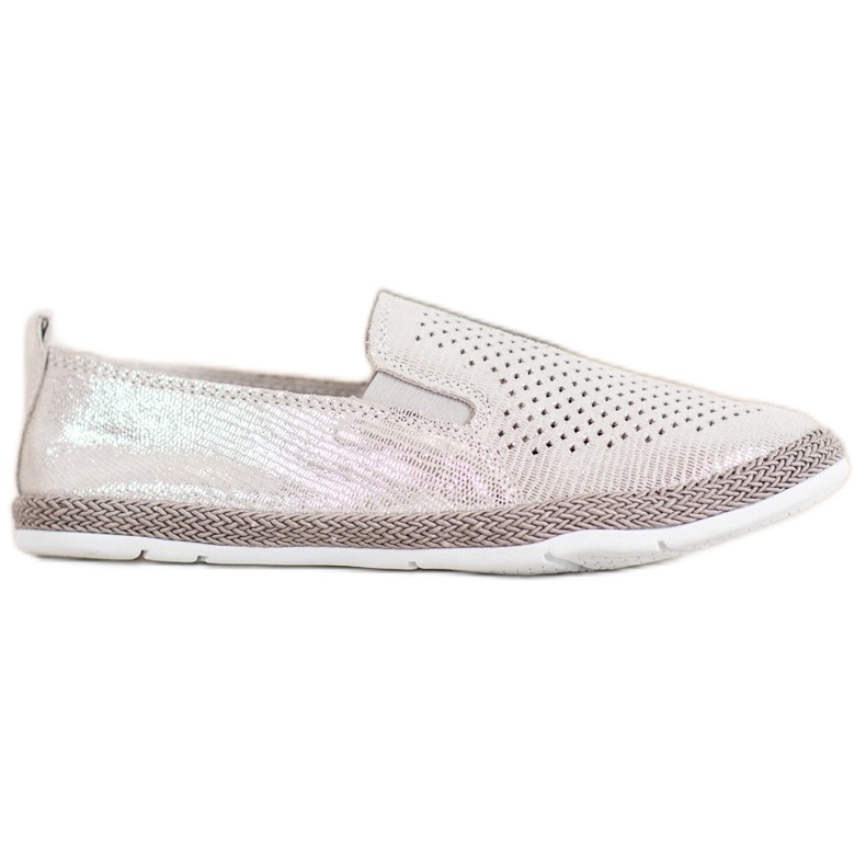 Goodin Durchbrochene Espadrilles aus Leder grau gelb