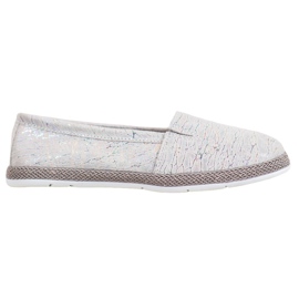 Goodin Ballerinas aus Leder mit Holo-Effekt grau