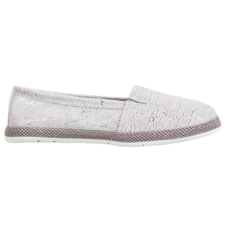 Goodin Ballerinas aus Leder mit Holo-Effekt grau