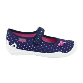Befado Kinderschuhe 114Y372 Herzen marineblau blau rosa gelb
