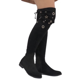 Schwarze Wildlederstiefel 88-227