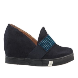 Marineblaue Pumps am Keil T1715-2