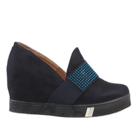 Marineblaue Pumps am Keil T1715-2 navy blau