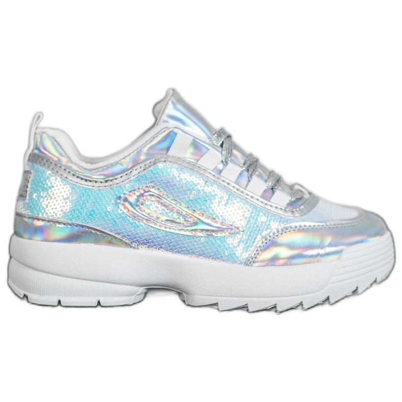 SHELOVET Sneakers mit Pailletten weiß grau