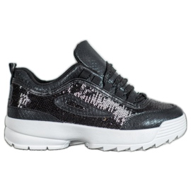 SHELOVET Sneakers mit Pailletten schwarz