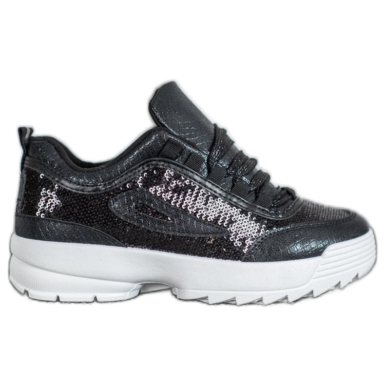 SHELOVET Sneakers mit Pailletten schwarz