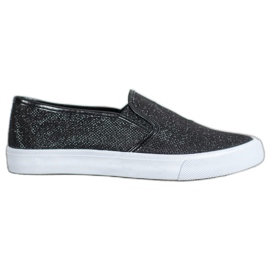 SHELOVET Slip-On-Sneaker mit Glitzer schwarz