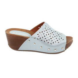 M.Daszyński Damen Keilschuhe Daszyński SA144-8 blau
