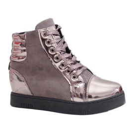 Grau lackierte Wildleder Sneakers TL-57