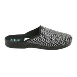Adanex Herrenhausschuhe Hausschuhe 25147 Fischgrätenmuster schwarz grau